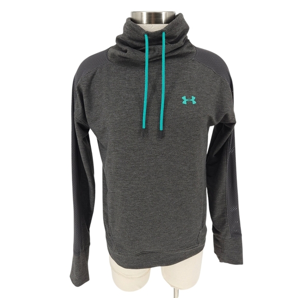 Under Armour Featherweight Sweatshirt Gray Long Sleeve Funnel Neck Hoodie Small - Picture 1 of 8